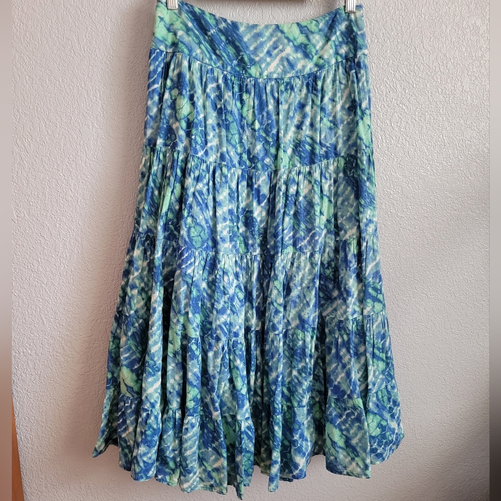 Jones New York Blue and Green A-Line Skirt